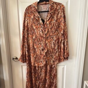 Orange Tiger Print Pajama Set